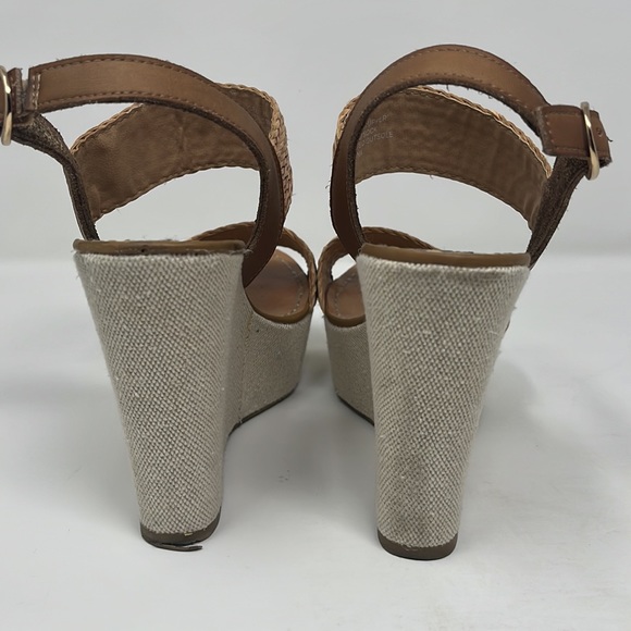 Steve Madden Wedge Sandal High Tan Size 8 Weave Strap - Picture 5 of 12